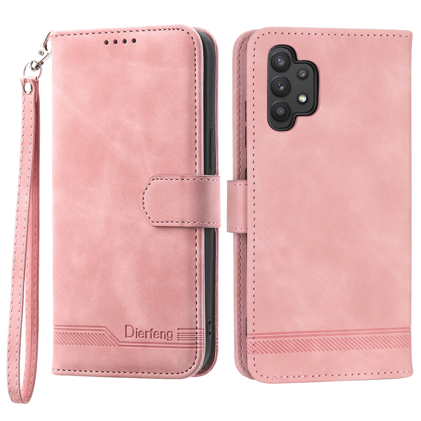 DIERFENG DF-03 PU Leather Phone Cover for Samsung Galaxy A32 4G (EU Version) Stand Wallet Lines Imprinted Case DIERFENG DF-03 PU Leather Phone Cover for Samsung Galaxy A32 4G (EU Version) Stand Wallet Lines Imprinted Case